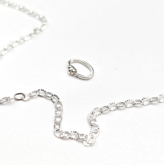 Silver sunbeam cable chain love links permanent anklet kit