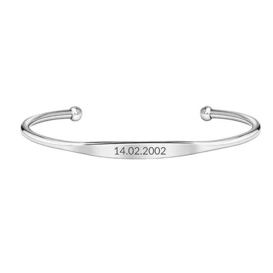 Engraved Silver Torque bangle