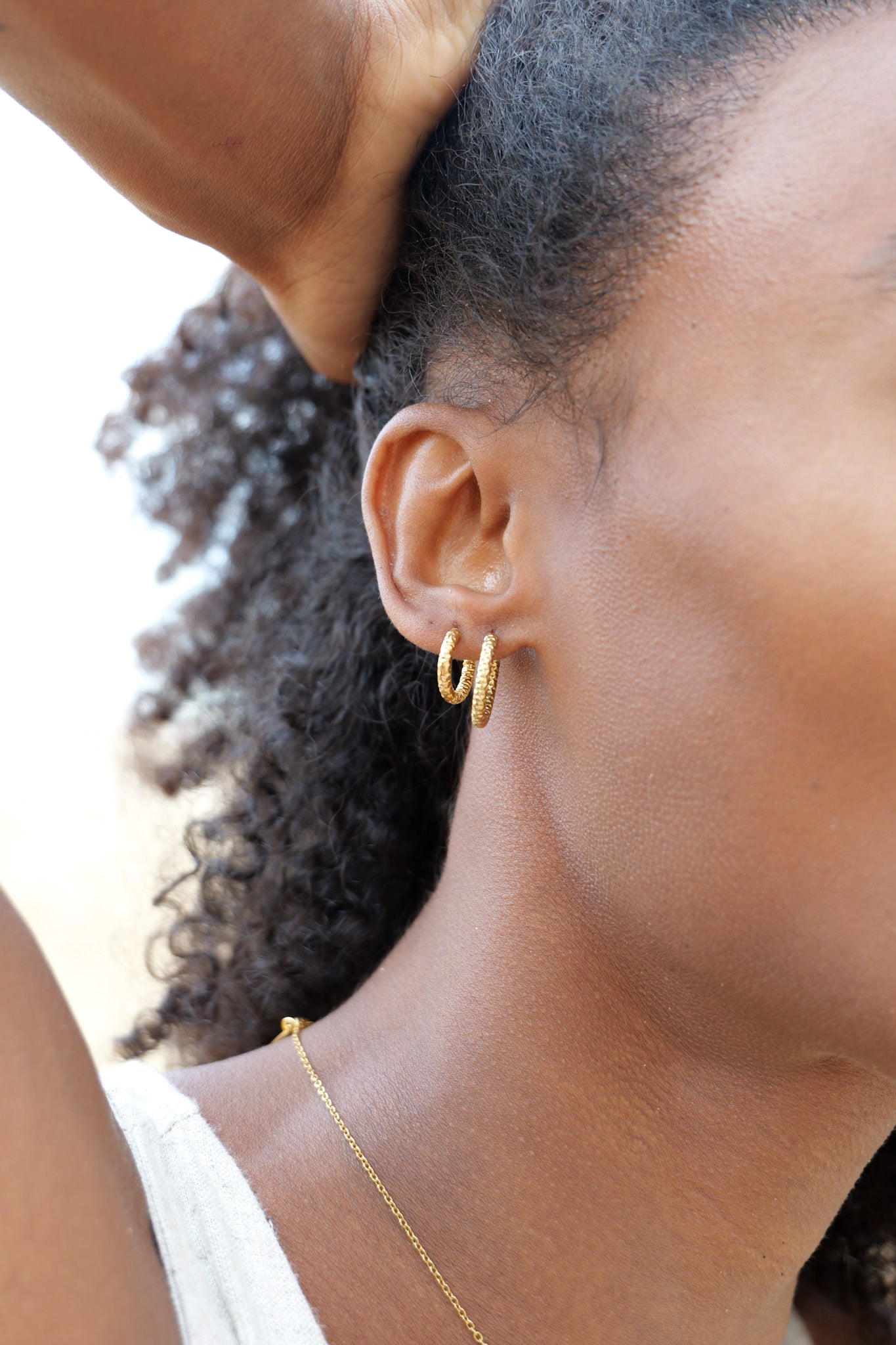 Textured gold hoop earrings