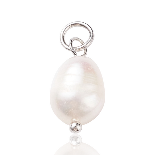 Silver pearl charm