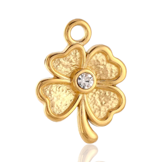 Gold four leaf clover charm