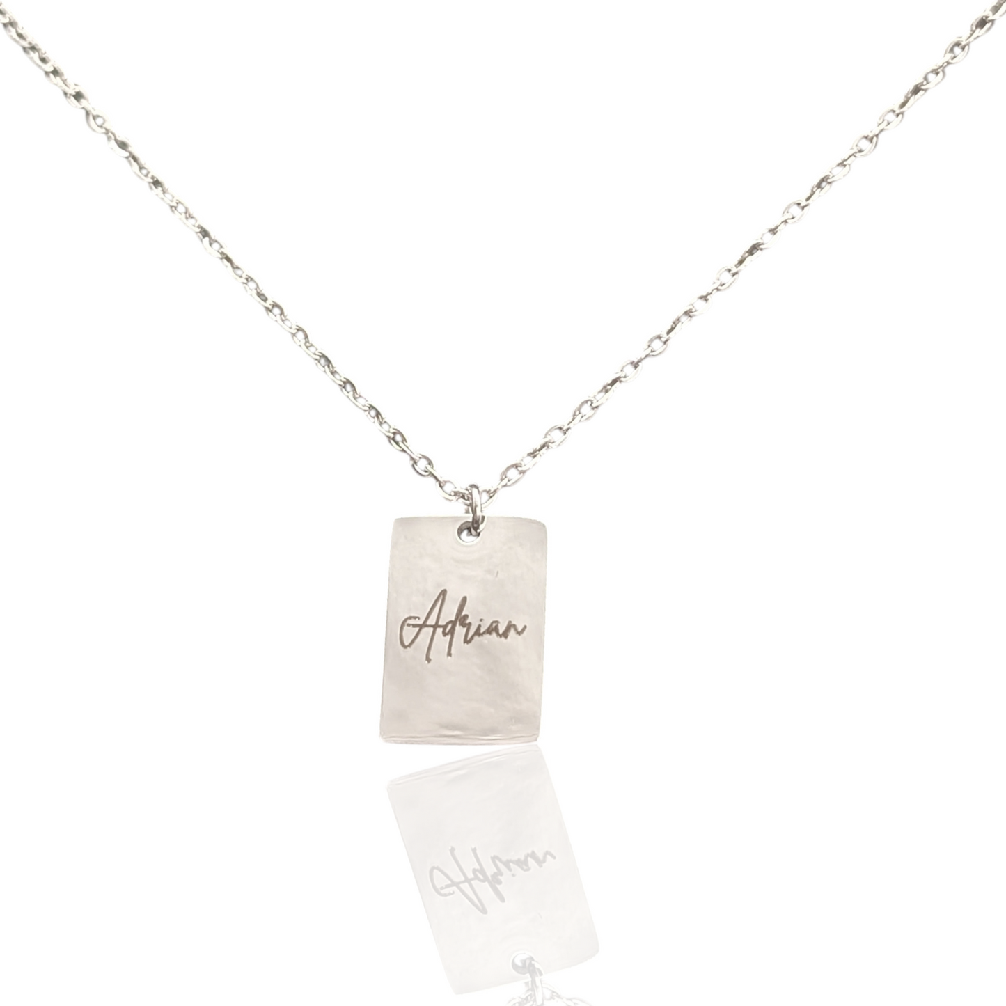 Custom engraved tiny tag necklace