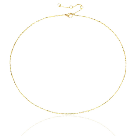 Gold fine cable chain necklace