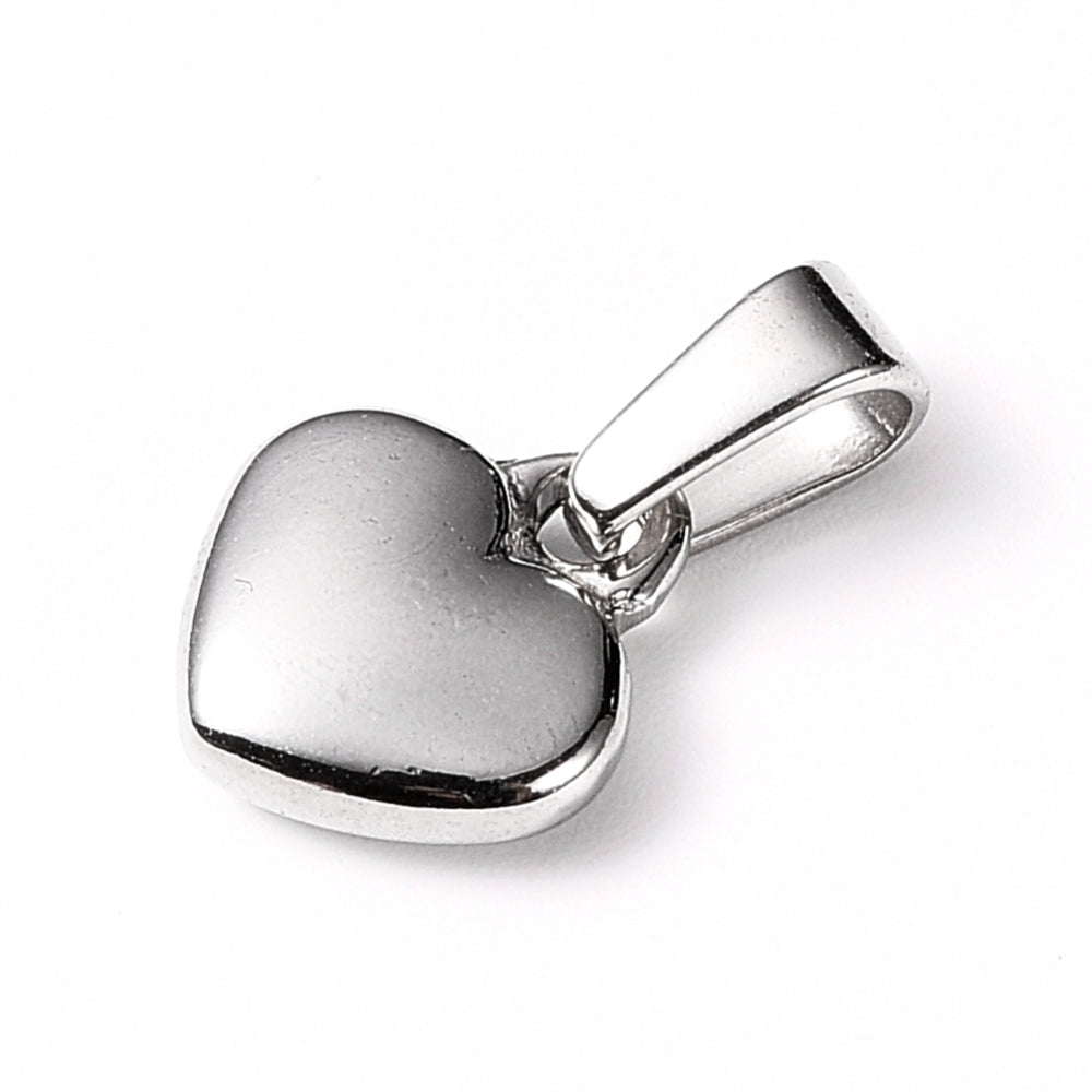 Silver puffy heart charm