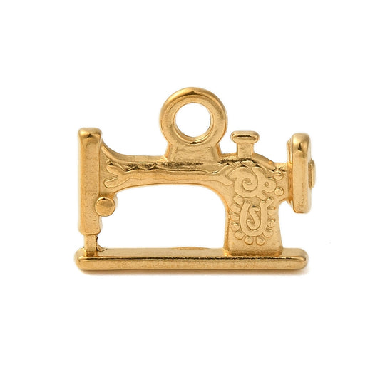 Gold sewing machine charm