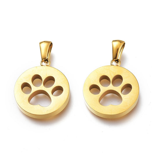 Gold Paw print charm