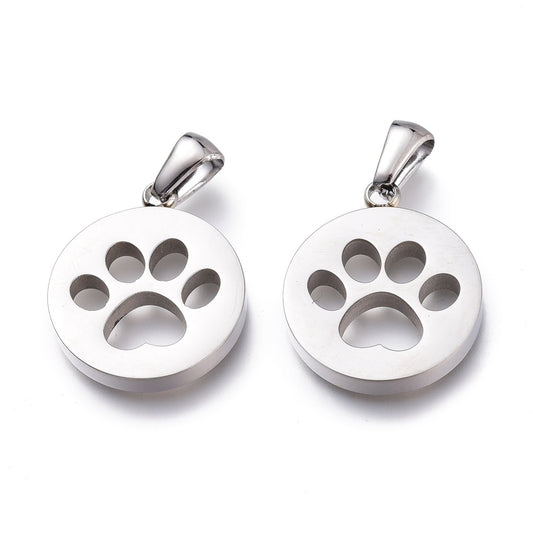 Silver paw print charm