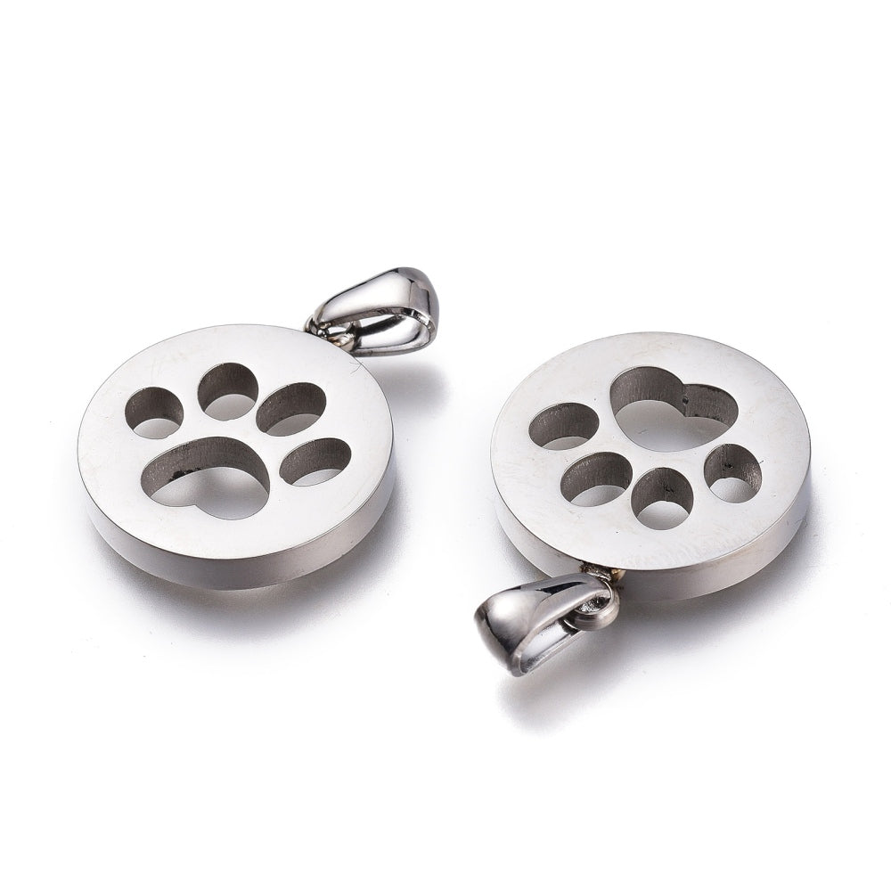 Silver paw print charm