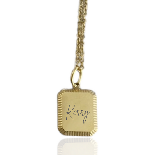 Custom engraved vintage tag necklace