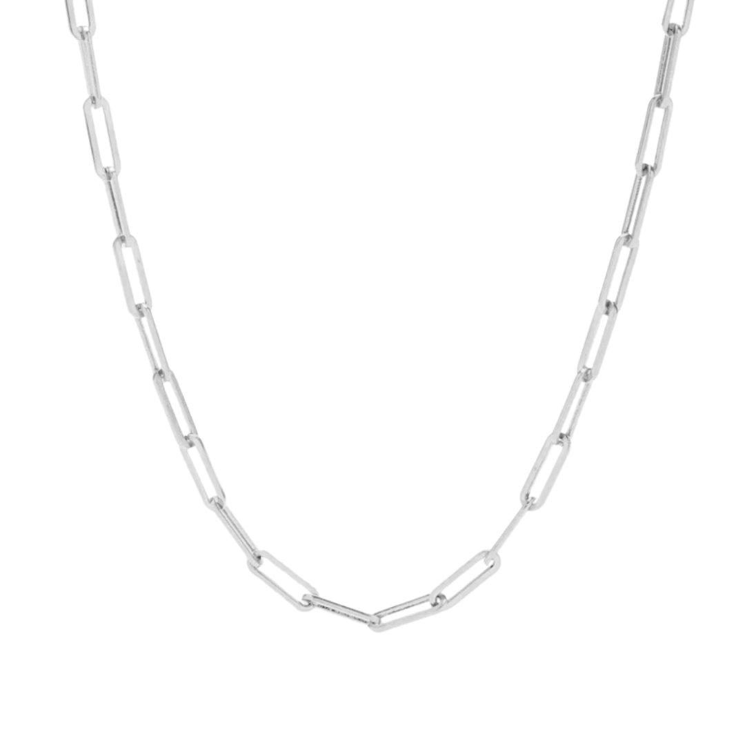 Silver paperclip chain necklace