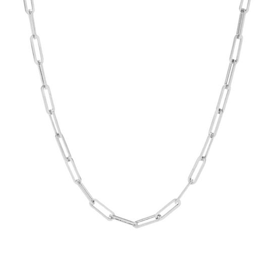 Silver paperclip chain necklace