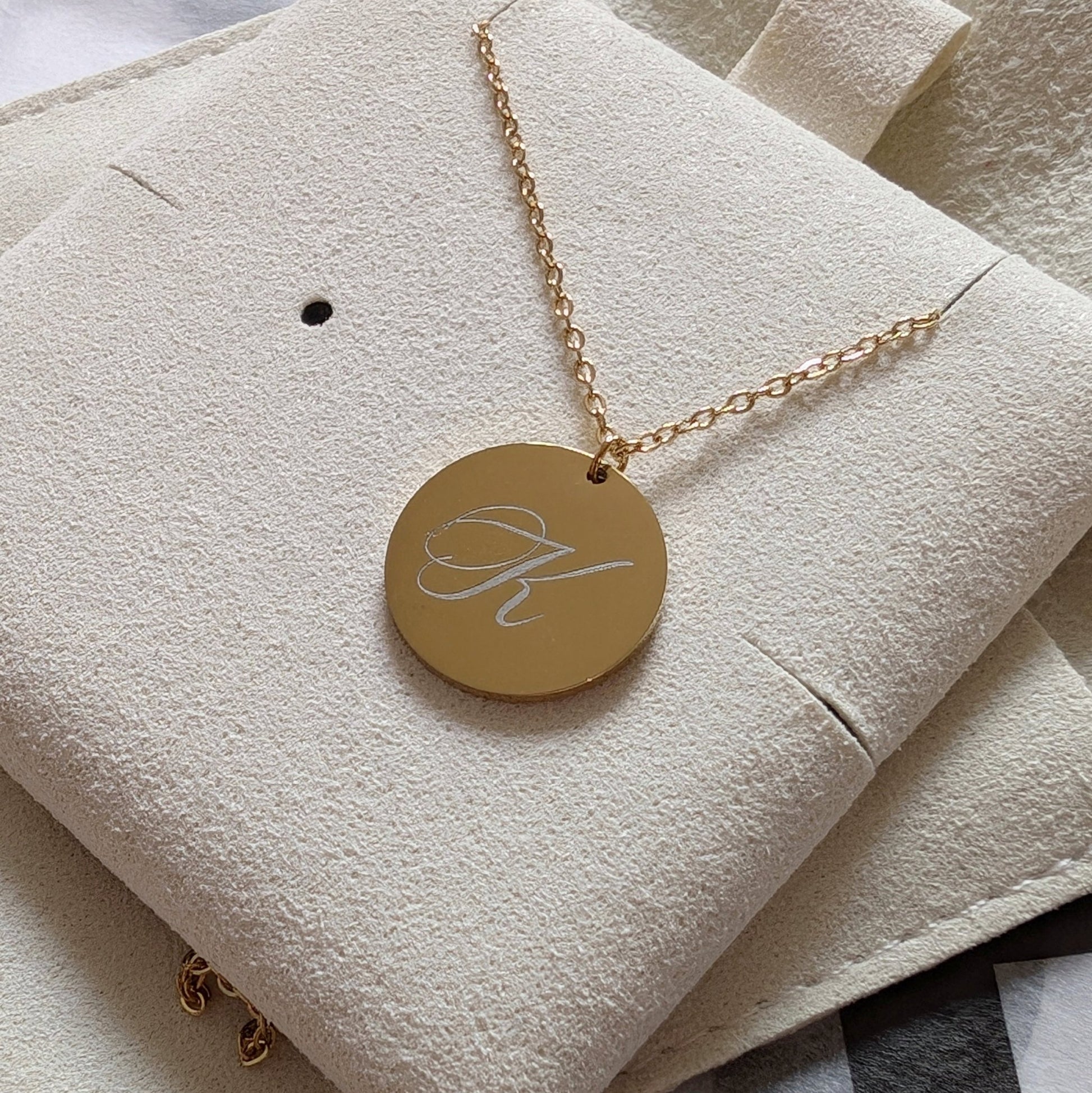 Custom engraved disc necklace - M. Elizabeth Jewellery