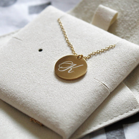 Custom engraved disc necklace - M. Elizabeth Jewellery