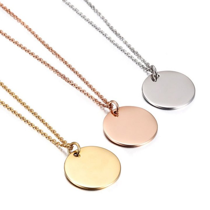 Custom engraved disc necklace - M. Elizabeth Jewellery