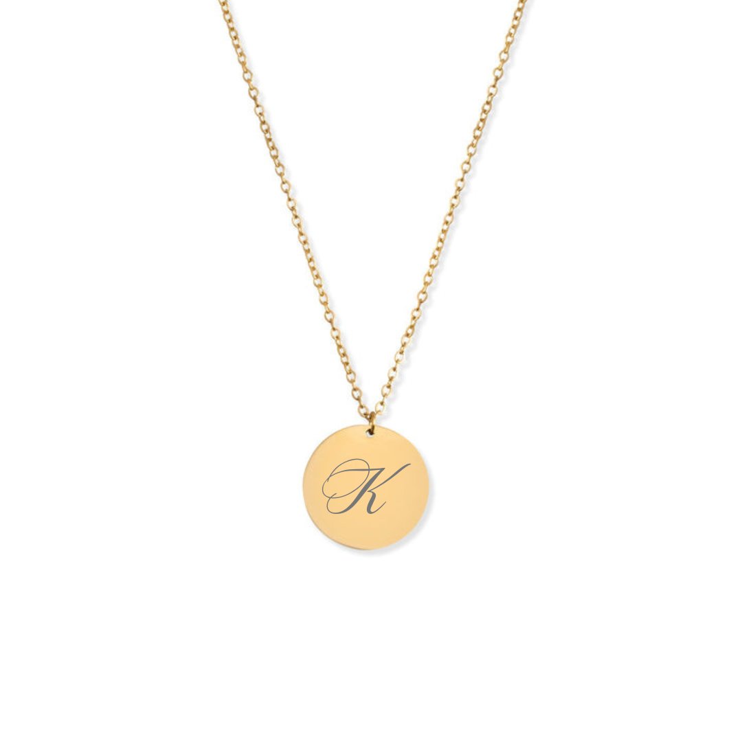 Custom engraved disc necklace - M. Elizabeth Jewellery