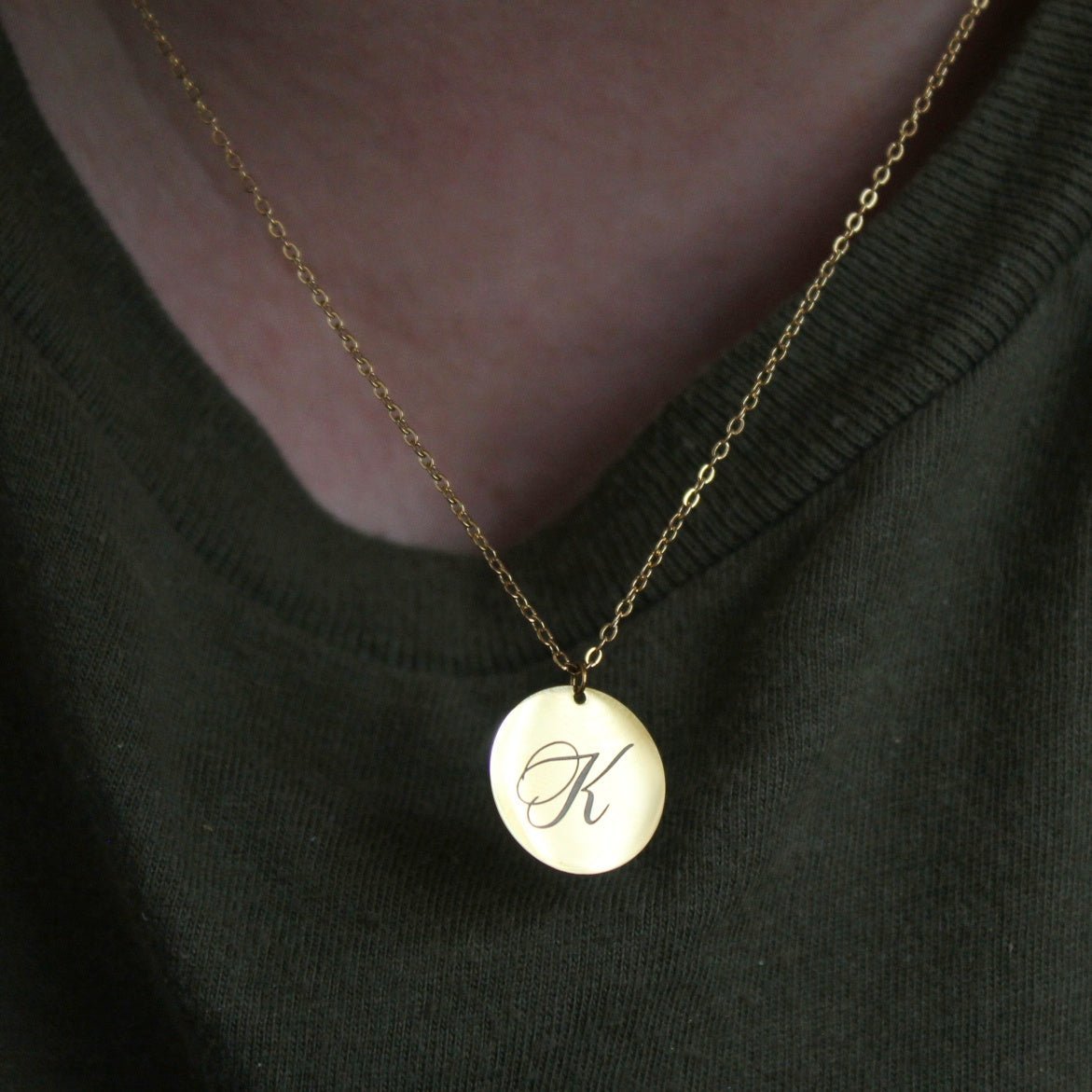 Custom engraved disc necklace - M. Elizabeth Jewellery