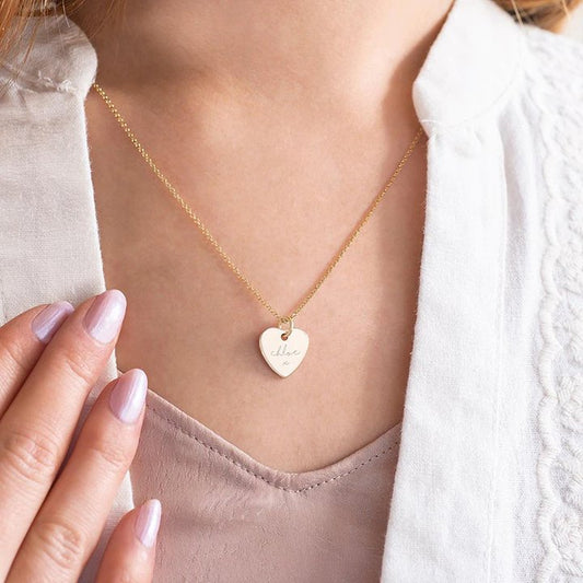 Custom engraved heart necklace - M. Elizabeth Jewellery