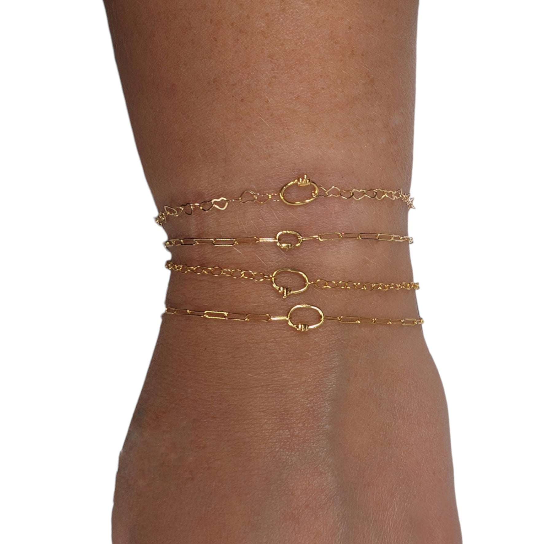 Gold cable chain love links permanent bracelet kit - M. Elizabeth Jewellery