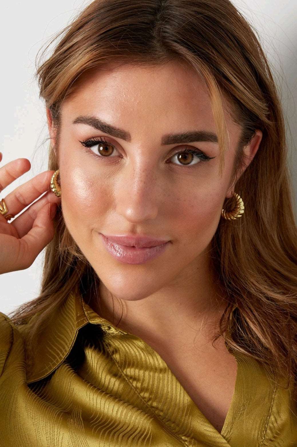 Gold croissant hoop earrings - M. Elizabeth Jewellery