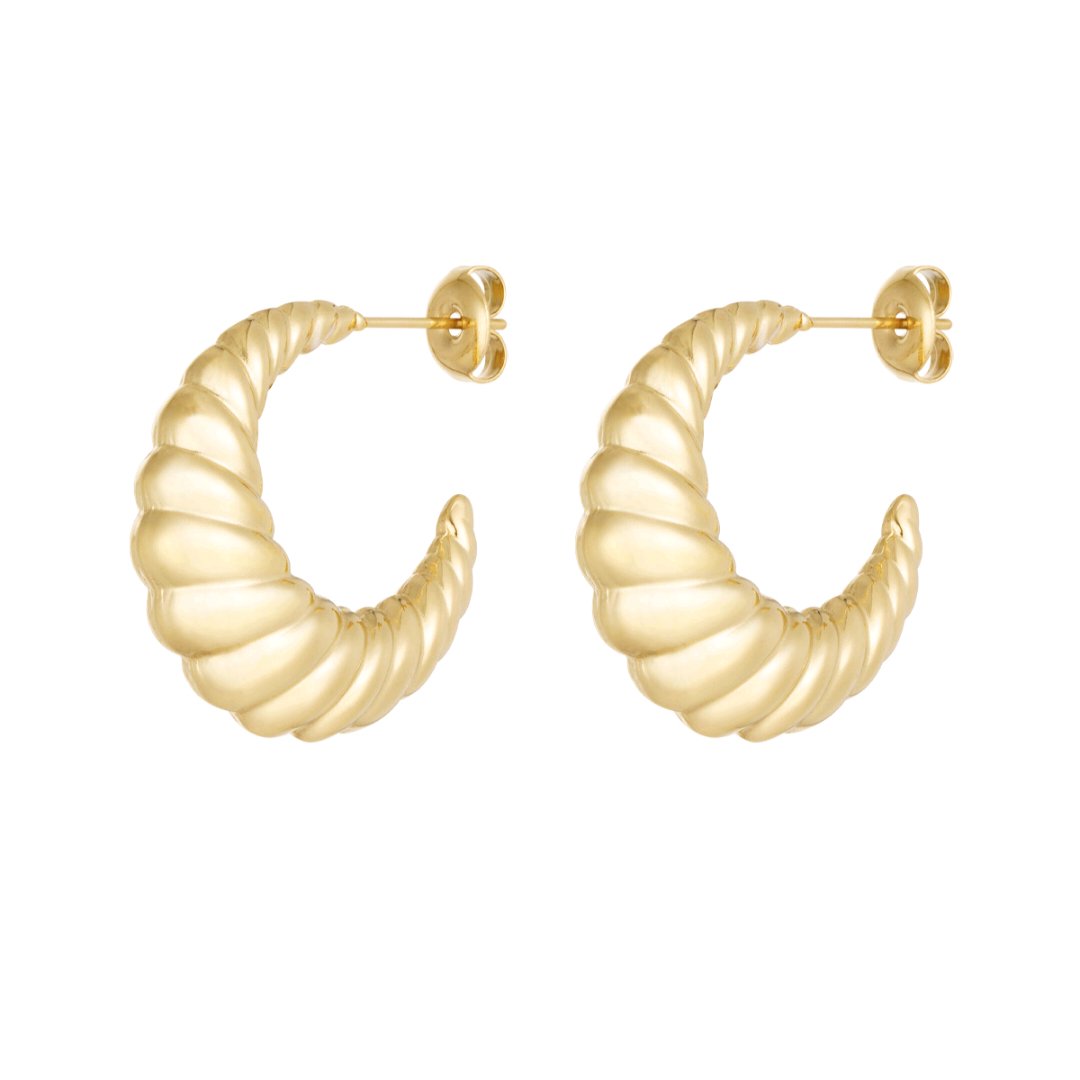 Gold croissant hoop earrings - M. Elizabeth Jewellery