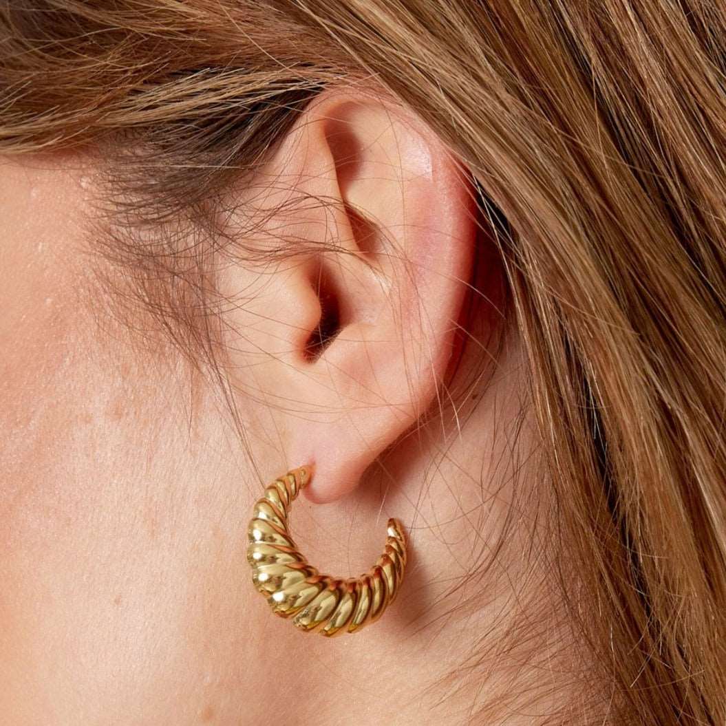 Gold croissant hoop earrings - M. Elizabeth Jewellery