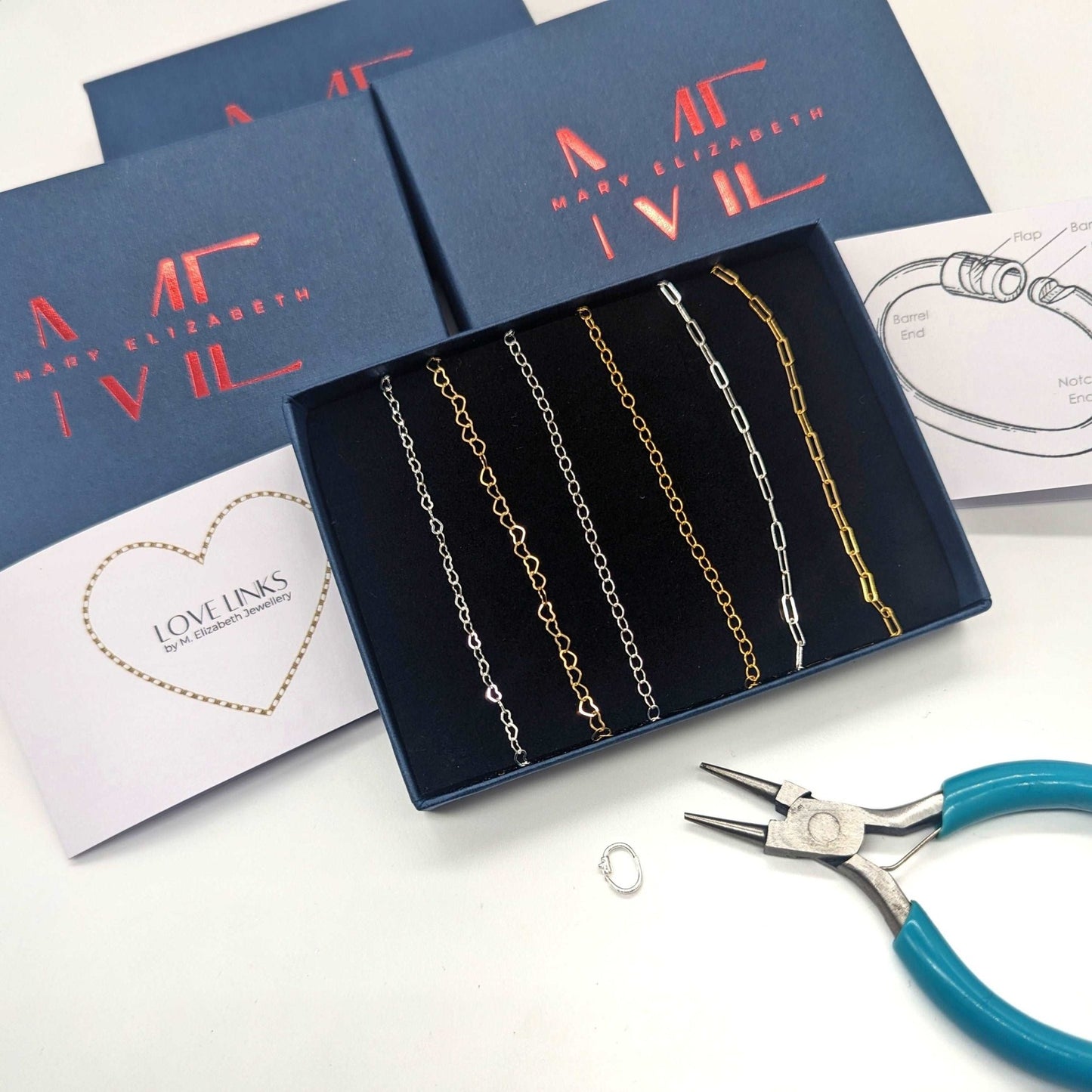 Gold heart chain love links permanent bracelet kit - M. Elizabeth Jewellery