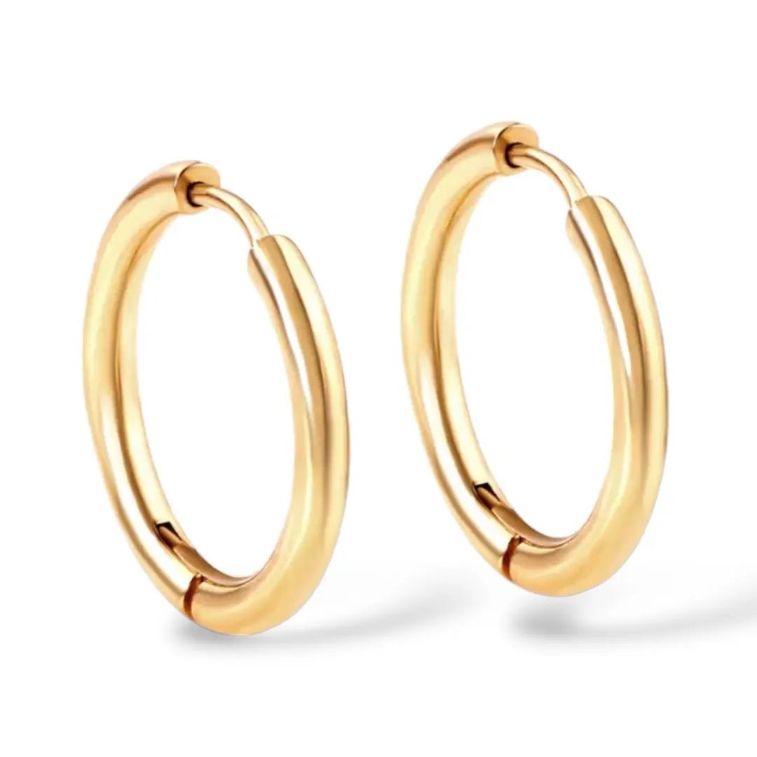 Gold huggie hoop earrings - M. Elizabeth Jewellery