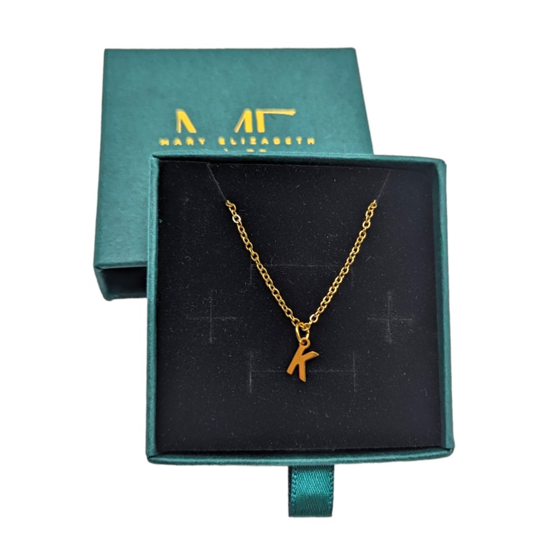 Gold initial letter charm - M. Elizabeth Jewellery