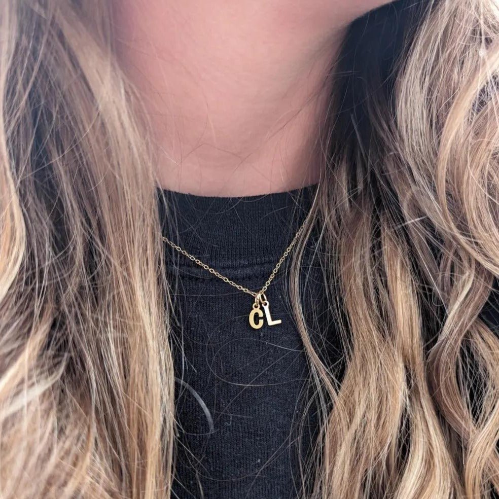 Gold initial letter necklace - M. Elizabeth Jewellery