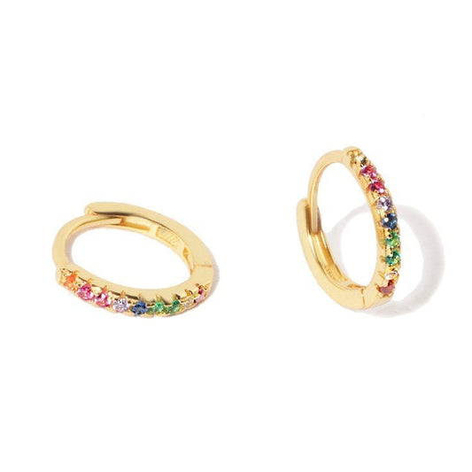 Gold rainbow huggie hoop earrings - M. Elizabeth Jewellery