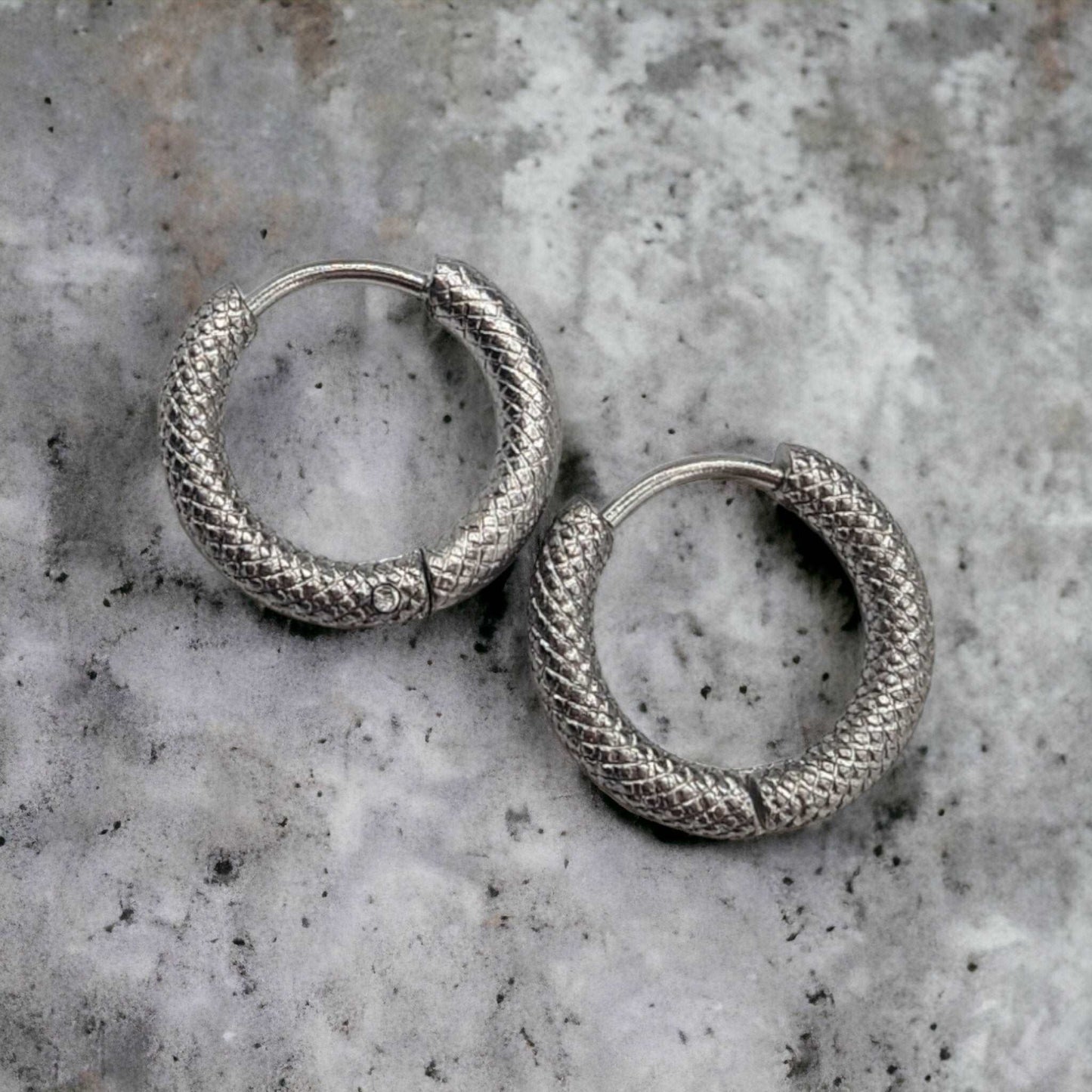 Snakeskin silver hoop earrings - M. Elizabeth