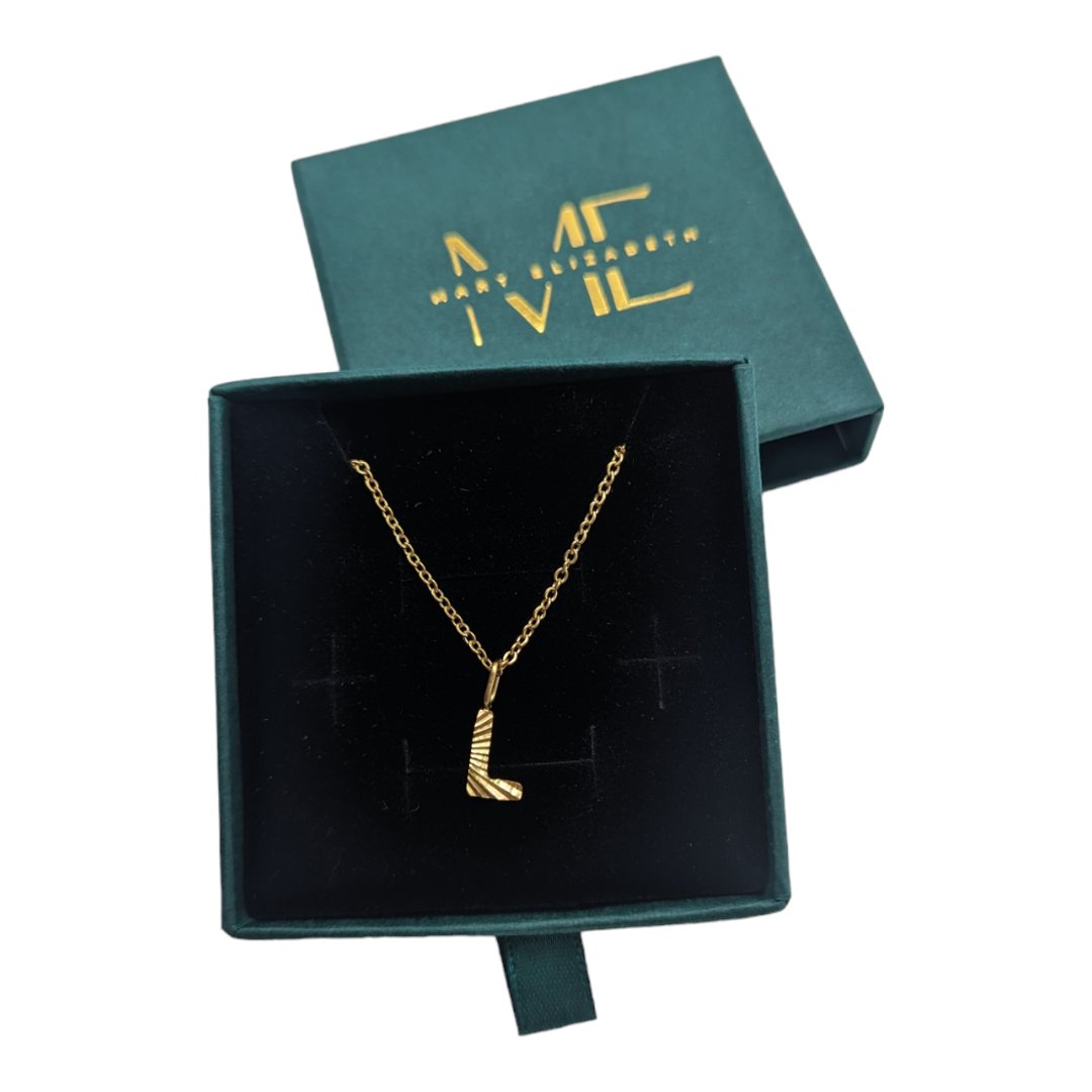 Gold Sunbeam initial charm - M. Elizabeth