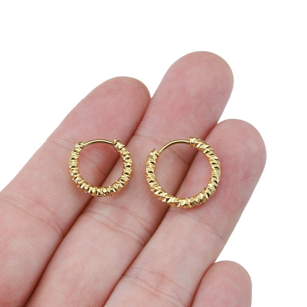 Mini textured silver hoop earrings - M. Elizabeth