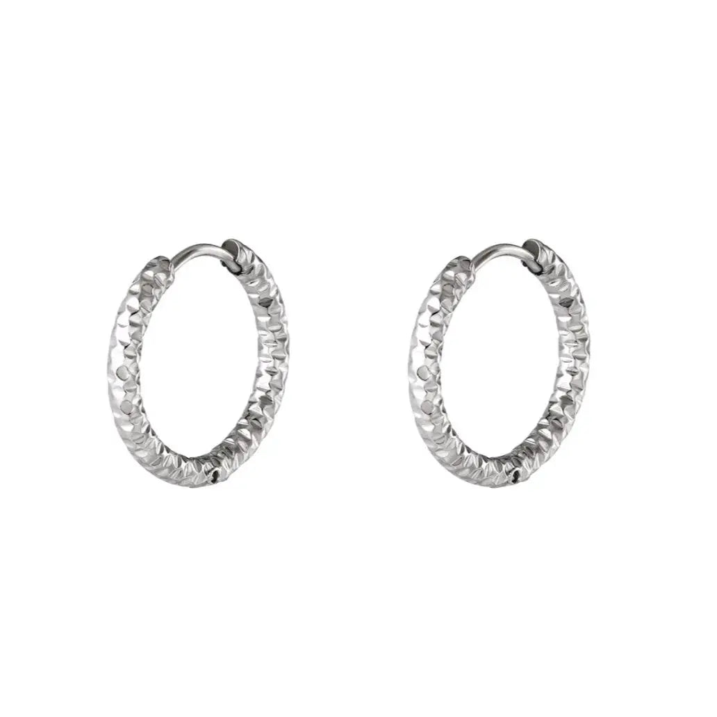 Textured silver hoop earrings - M. Elizabeth